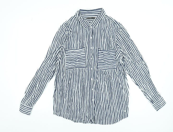 Brax Womens Blue White Striped Button-Up Shirt Size 14
