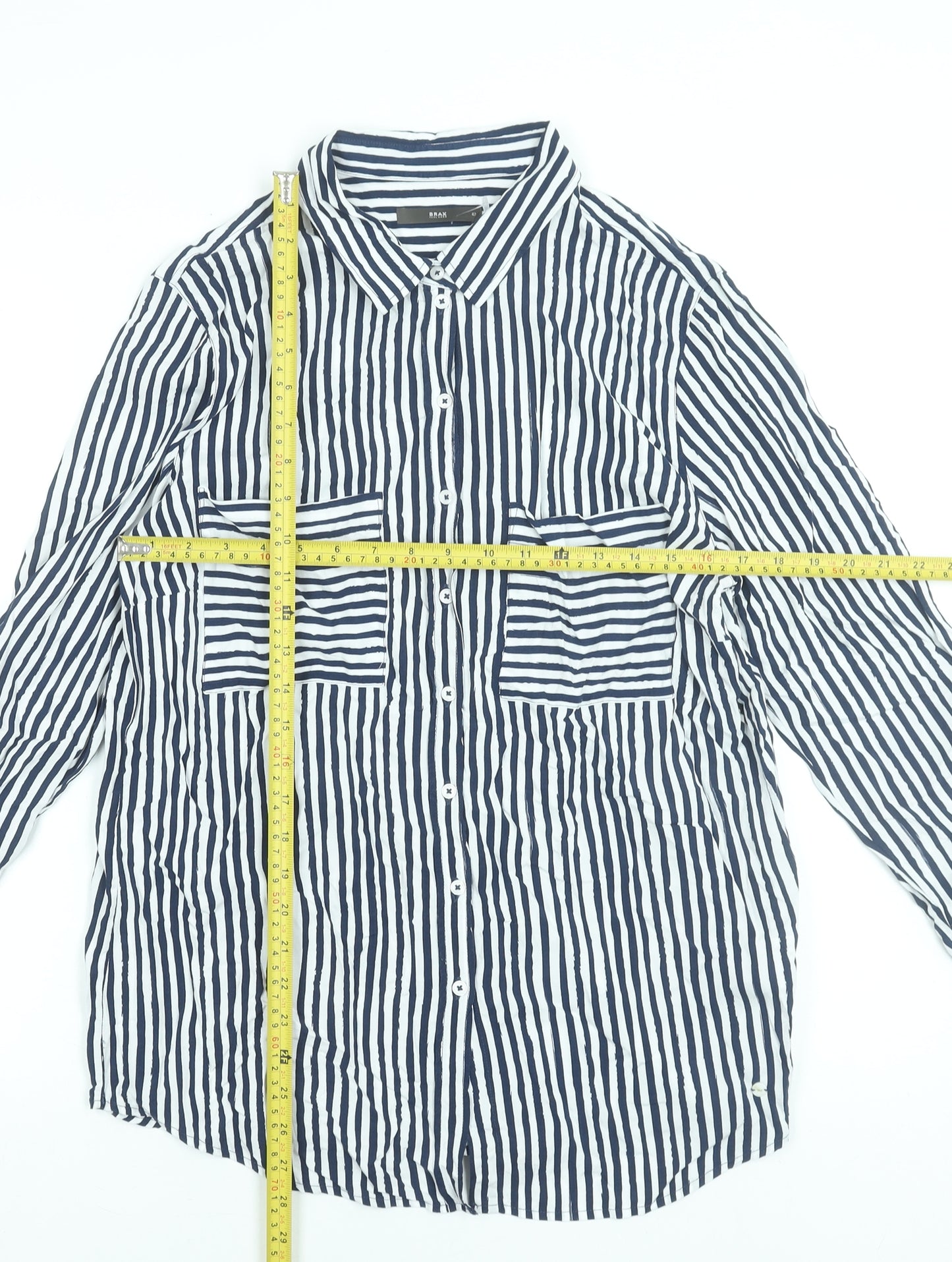 Brax Womens Blue White Striped Button-Up Shirt Size 14