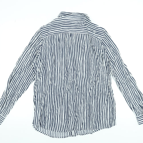 Brax Womens Blue White Striped Button-Up Shirt Size 14