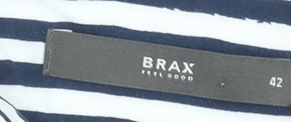 Brax Womens Blue White Striped Button-Up Shirt Size 14