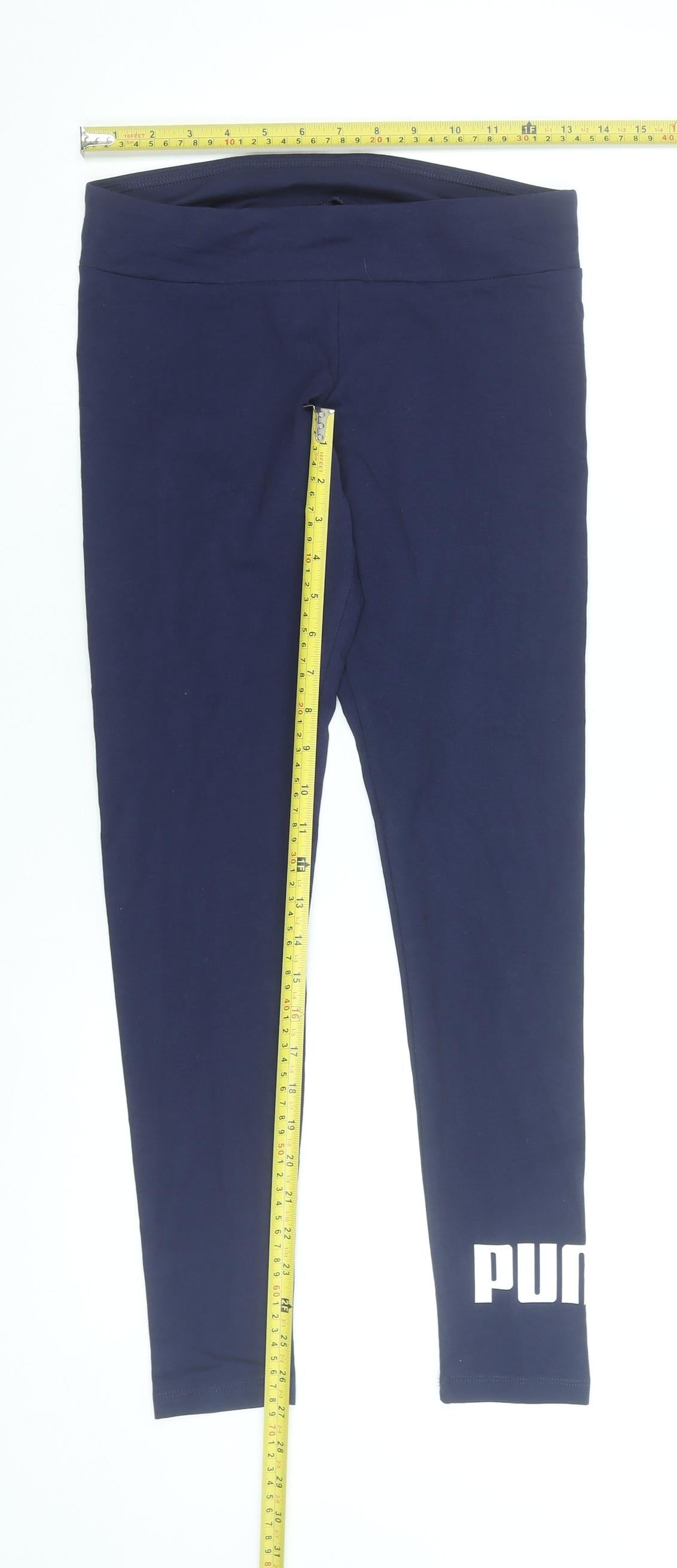 Puma Women Blue Cotton Stretch Sports Leggings Size S