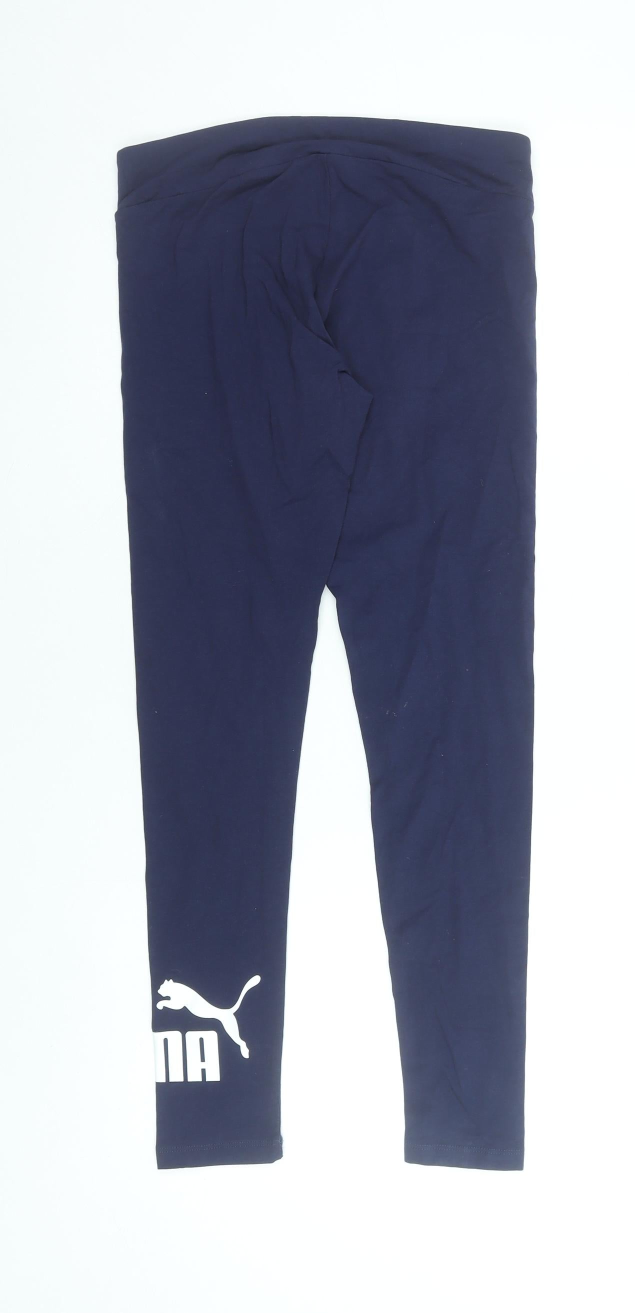 Puma Women Blue Cotton Stretch Sports Leggings Size S