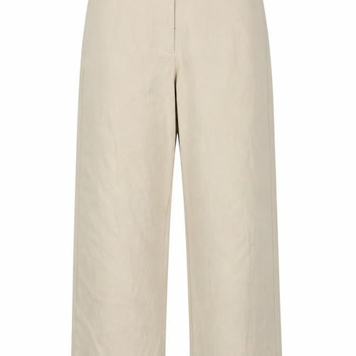 Bershka Women's Beige Wide-Leg Trousers Size 12 Cotton Blend
