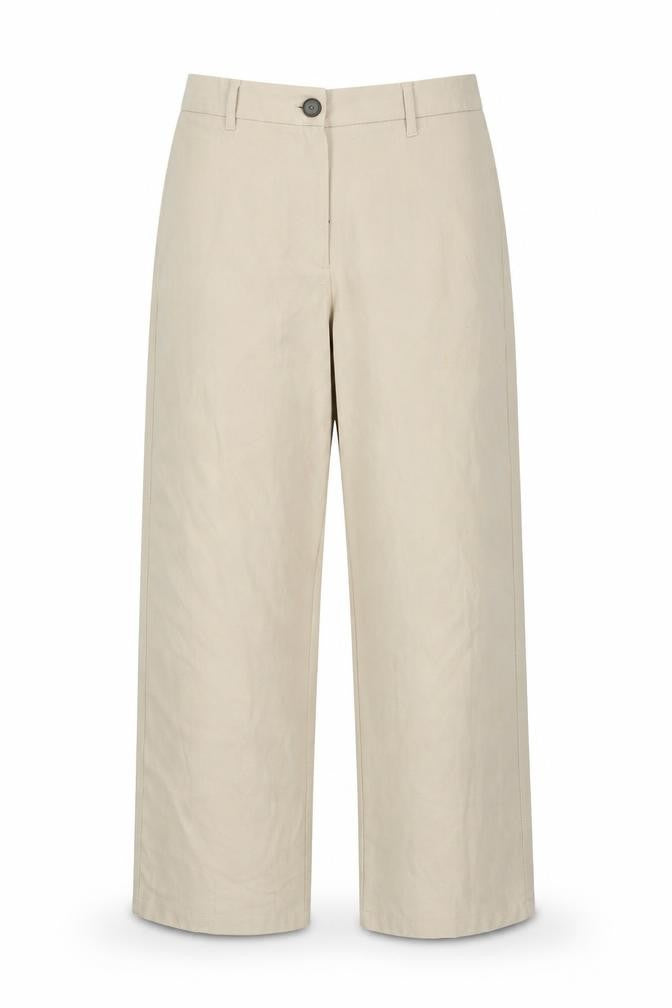 Bershka Women's Beige Wide-Leg Trousers Size 12 Cotton Blend