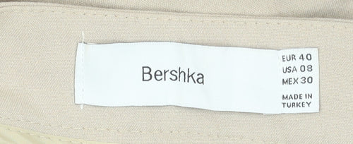 Bershka Women's Beige Wide-Leg Trousers Size 12 Cotton Blend