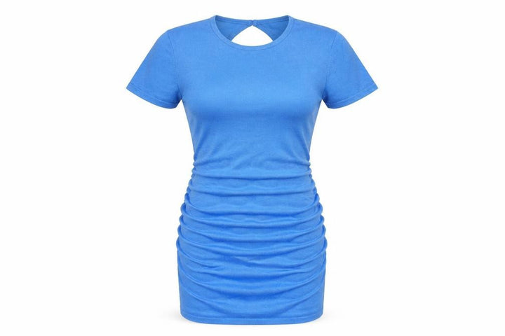 Missguided Women Blue Size 10 Short Sleeve Ruched Bodycon Dress