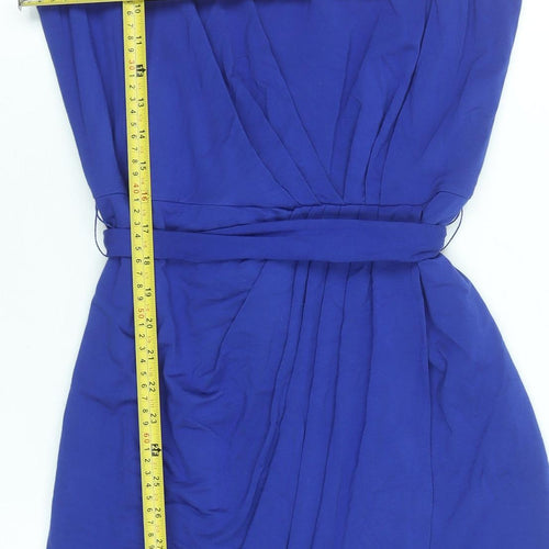 Fenn Wright Manson Women's Blue Size 12 Sheath Belted Knee Length Dress