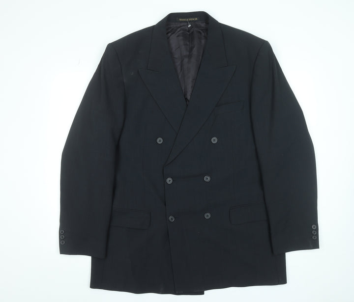 Marks and Spencer Men’s Blue Double Breasted Wool Blend Blazer 44L