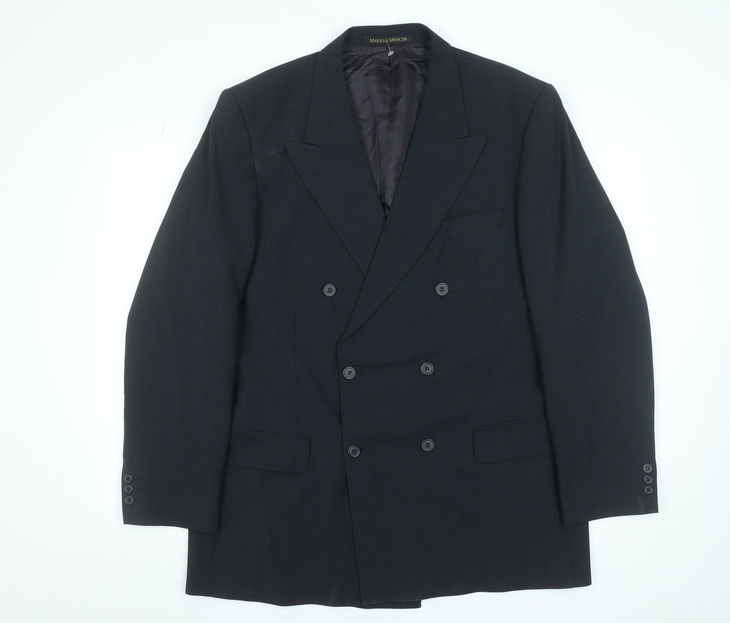 Marks and Spencer Men’s Blue Double Breasted Wool Blend Blazer 44L