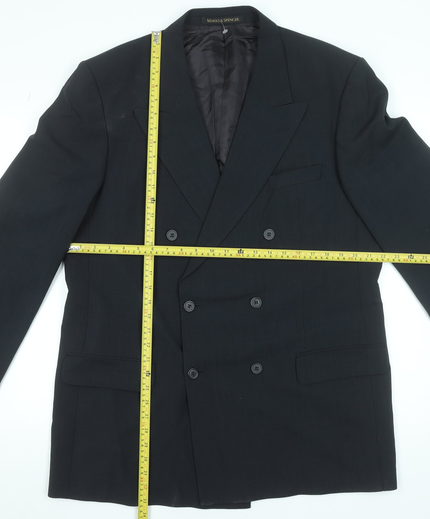 Marks and Spencer Men’s Blue Double Breasted Wool Blend Blazer 44L