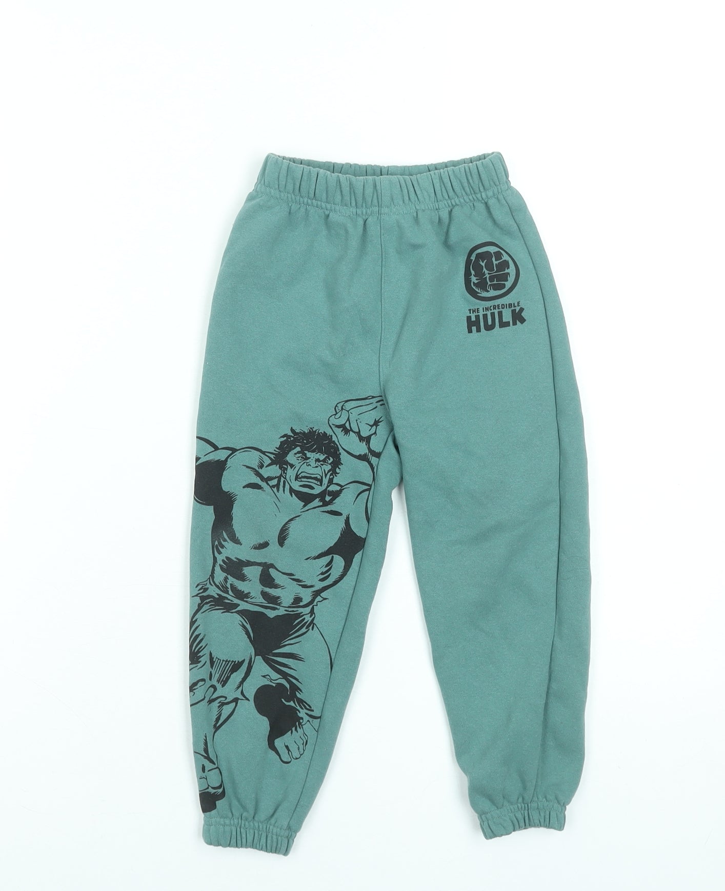 Marvel Boys Green Hulk Jogger Trousers 2-3 Years Cotton Blend Elastic Waist