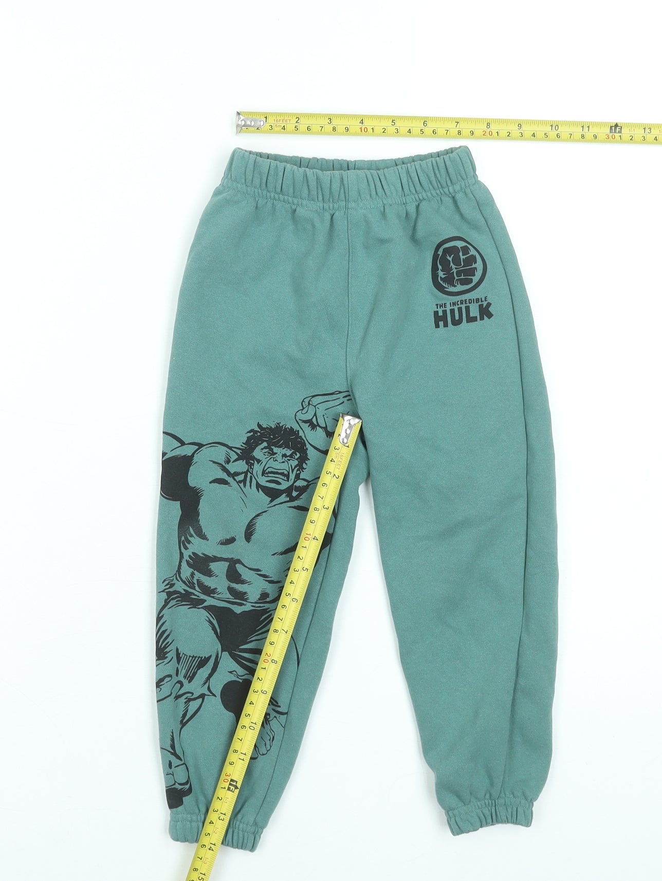 Marvel Boys Green Hulk Jogger Trousers 2-3 Years Cotton Blend Elastic Waist