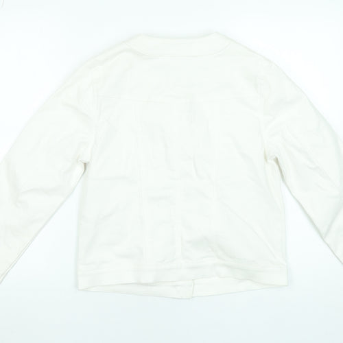 Gallery Women White Cotton Button Short Jacket UK 10