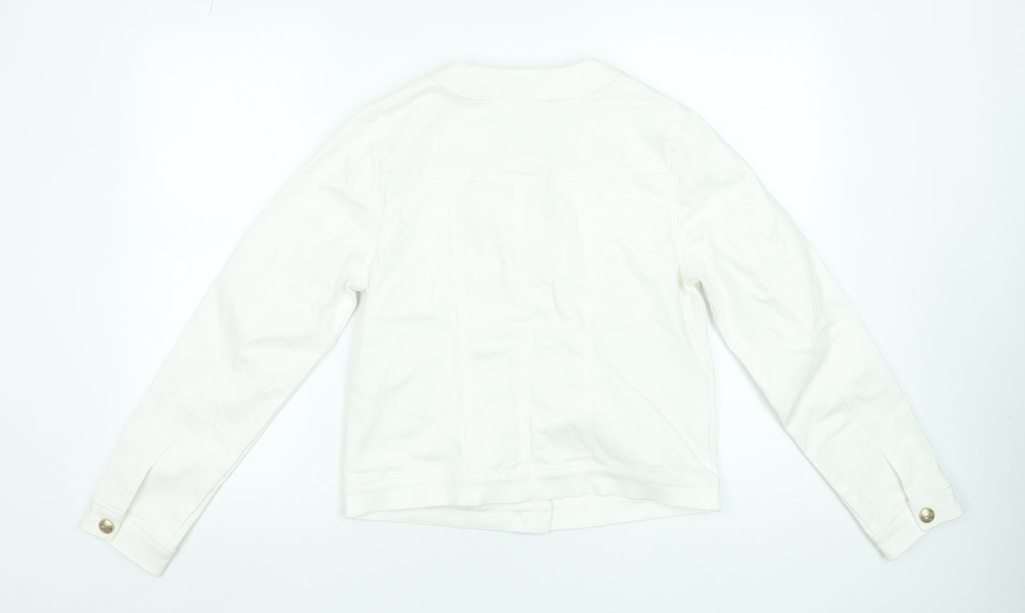 Gallery Women White Cotton Button Short Jacket UK 10