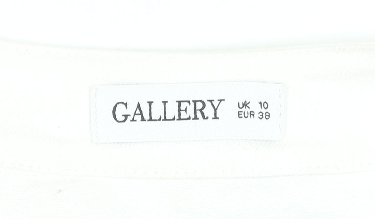 Gallery Women White Cotton Button Short Jacket UK 10