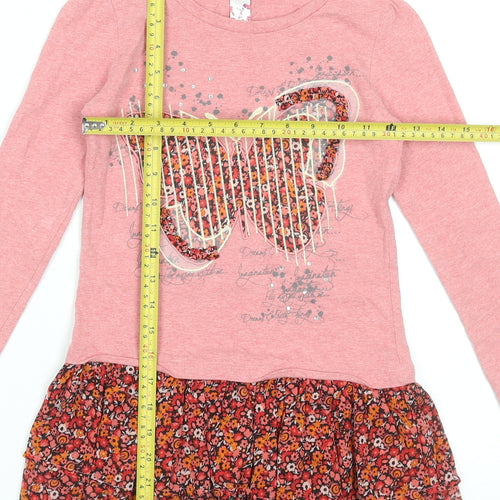Dunnes Stores Girls Pink Butterfly Floral Skater Dress Age 7 Years