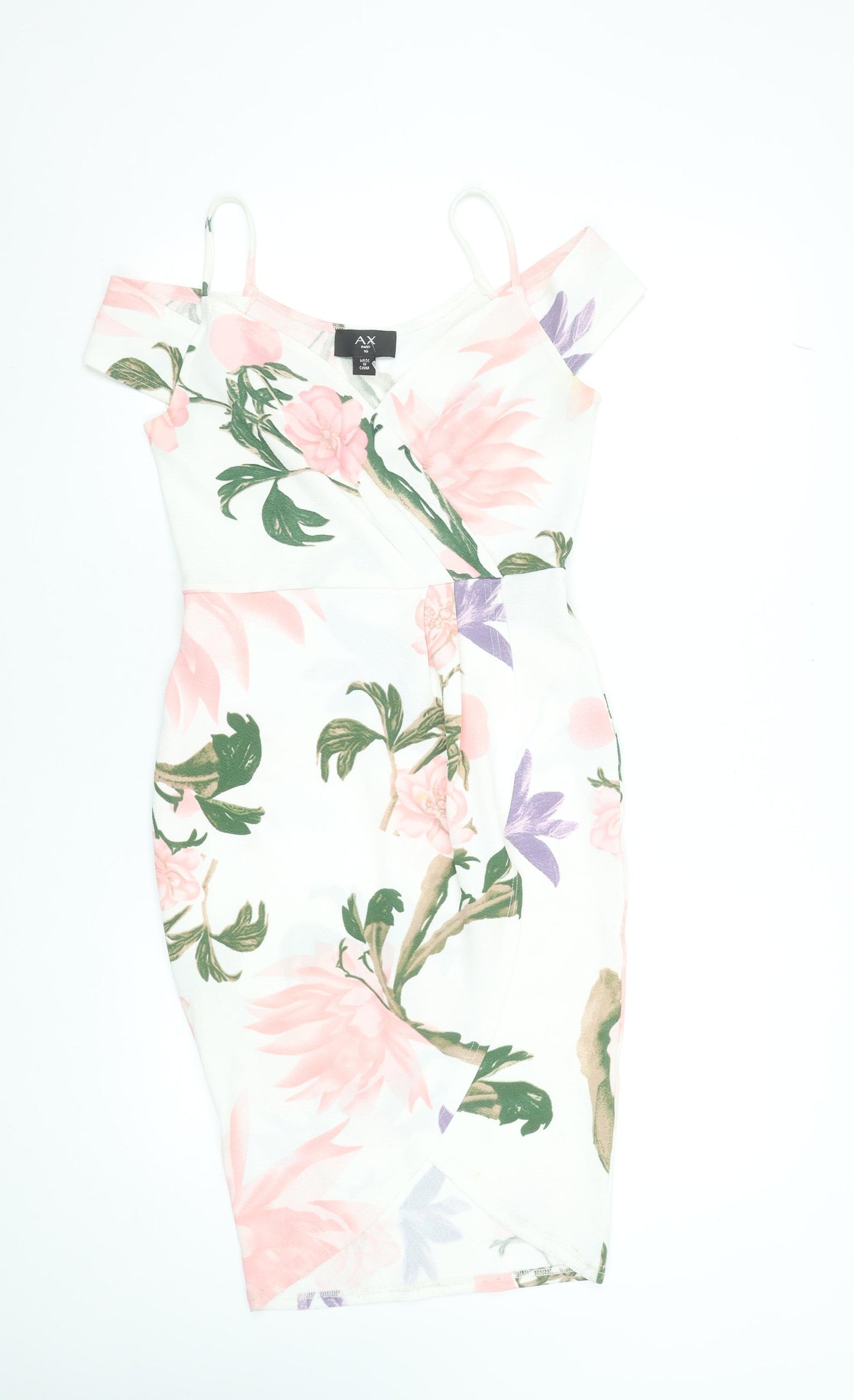 AX Paris Women's Floral Bodycon Dress Size 10 Multicoloured Off Shoulder