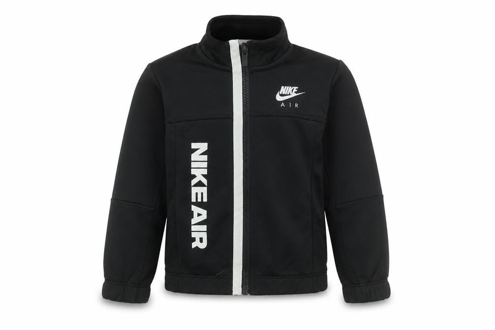 Front view of Nike boys’ black polyester track jacket 2 years full zip sportswear