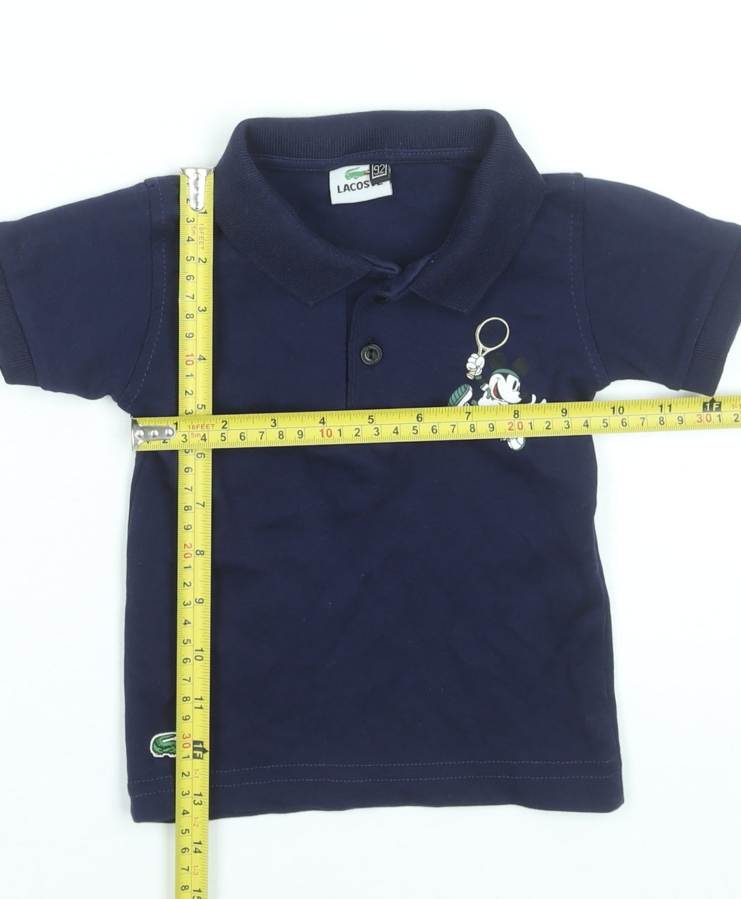 Lacoste Boys Blue Mickey Mouse Polo Shirt 2 Years Short Sleeve Cotton