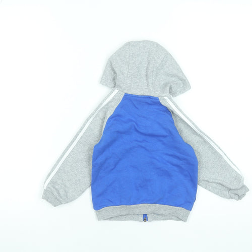 Adidas Unisex Baby Blue & Grey Hooded Track Jacket 12-18 Months Full Zip