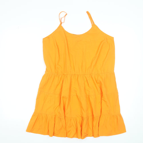 Simply Be Women Orange Size 12 Sleeveless Ruffle Summer Slip Dress