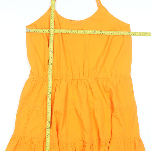 Simply Be Women Orange Size 12 Sleeveless Ruffle Summer Slip Dress