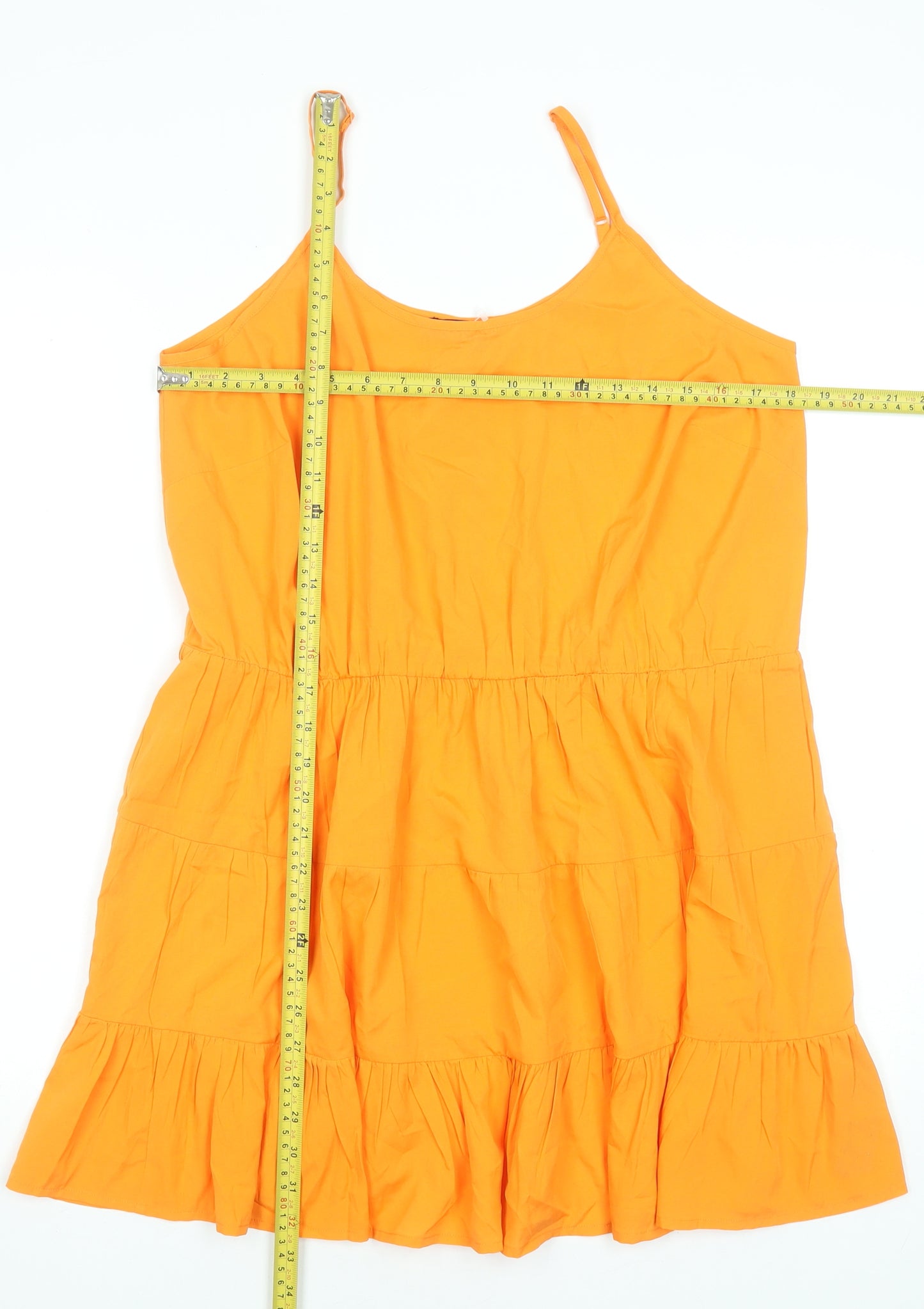 Simply Be Women Orange Size 12 Sleeveless Ruffle Summer Slip Dress