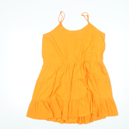 Simply Be Women Orange Size 12 Sleeveless Ruffle Summer Slip Dress