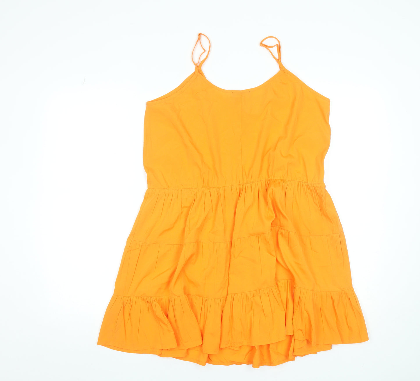 Simply Be Women Orange Size 12 Sleeveless Ruffle Summer Slip Dress