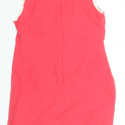 French Connection Women's Red Beaded Silk Shift Dress Size 12