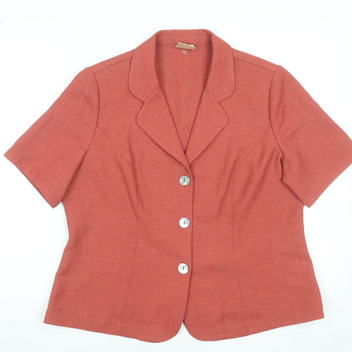Eastex Women’s Coral Button-Up Blouse UK 16 Classic Short Sleeve Polyester