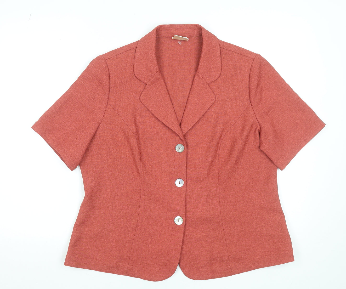 Eastex Women’s Coral Button-Up Blouse UK 16 Classic Short Sleeve Polyester