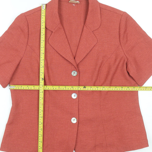Eastex Women’s Coral Button-Up Blouse UK 16 Classic Short Sleeve Polyester