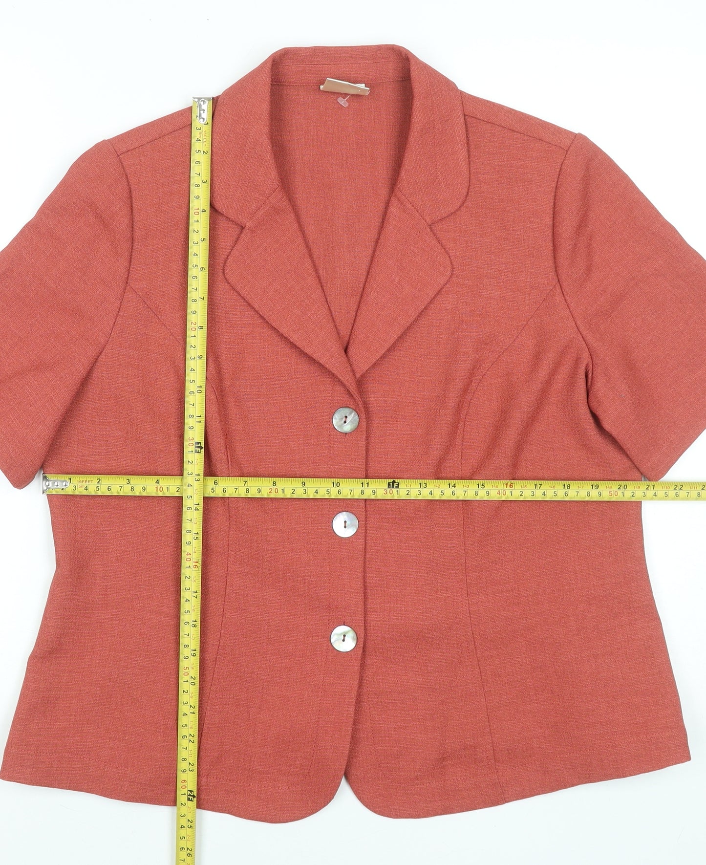 Eastex Women’s Coral Button-Up Blouse UK 16 Classic Short Sleeve Polyester