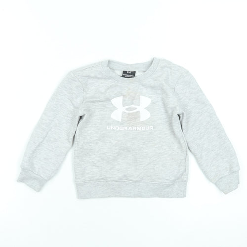 Under Armour Grey Long Sleeve Pullover Logo T-Shirt 18-24 Months Unisex