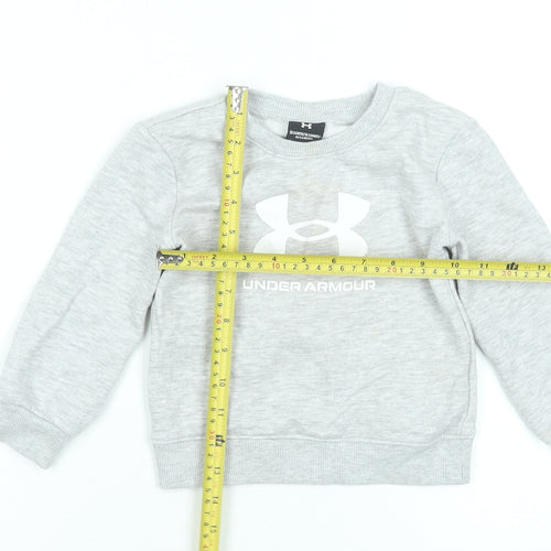Under Armour Grey Long Sleeve Pullover Logo T-Shirt 18-24 Months Unisex