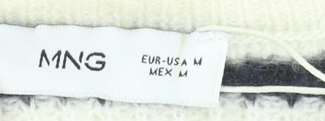 MNG Women’s Black & White Striped Full Zip Knit Jumper Size 12