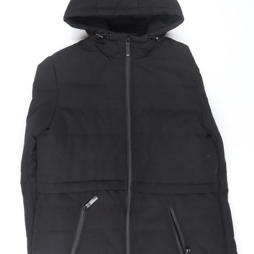 LOFT The Original Women's Black Slim Fit Hooded Puffer Jacket L
