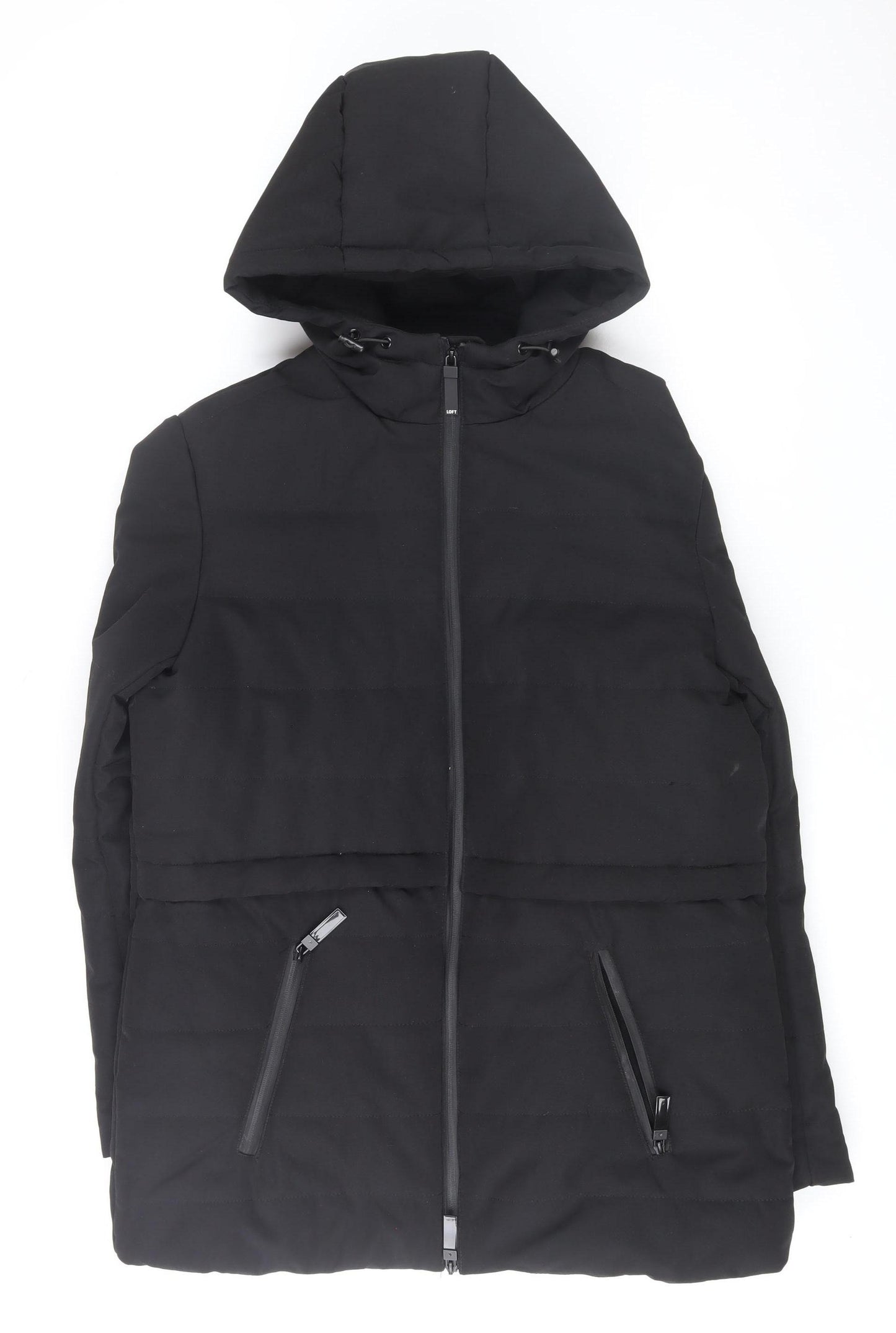 LOFT The Original Women's Black Slim Fit Hooded Puffer Jacket L