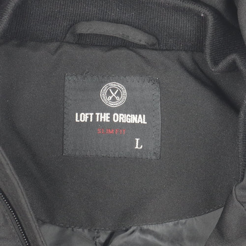 LOFT The Original Women's Black Slim Fit Hooded Puffer Jacket L