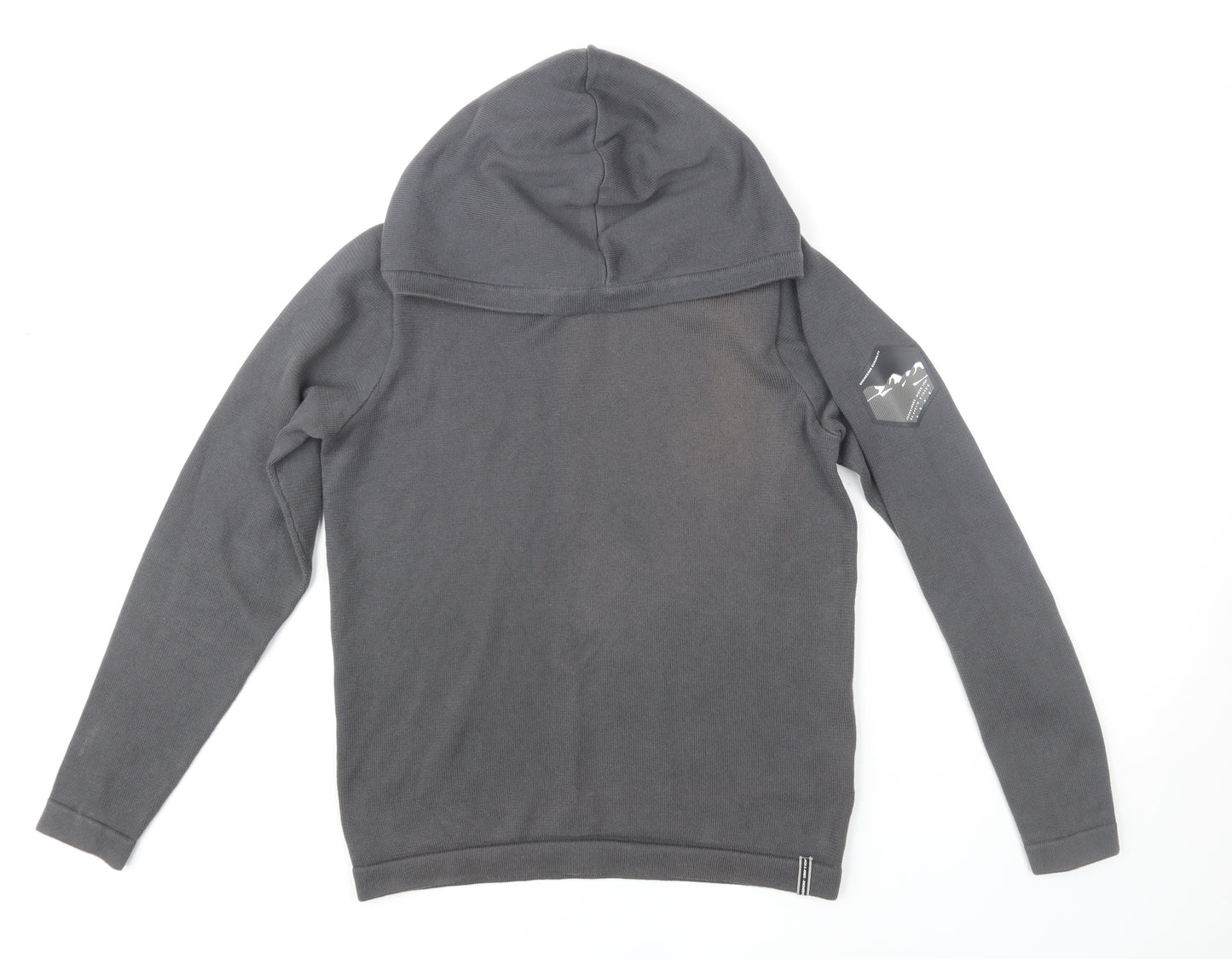 Jack & Jones Boys Grey Hooded Pullover Jumper Size 164 Cotton Blend