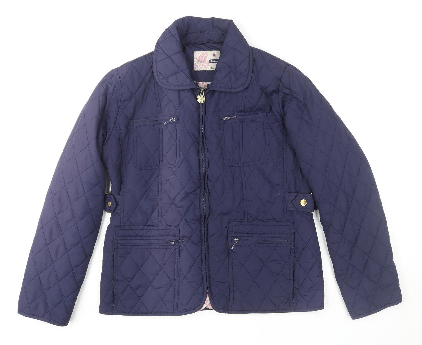 Champion Women's Blue Quilted Mid-Length Jacket Size 12