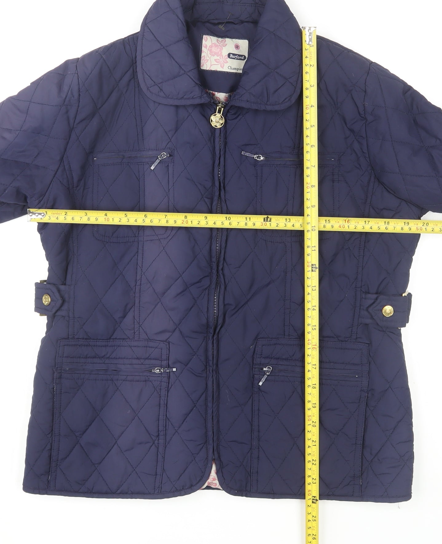 Champion Women's Blue Quilted Mid-Length Jacket Size 12