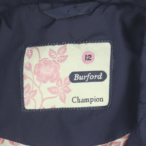 Champion Women's Blue Quilted Mid-Length Jacket Size 12