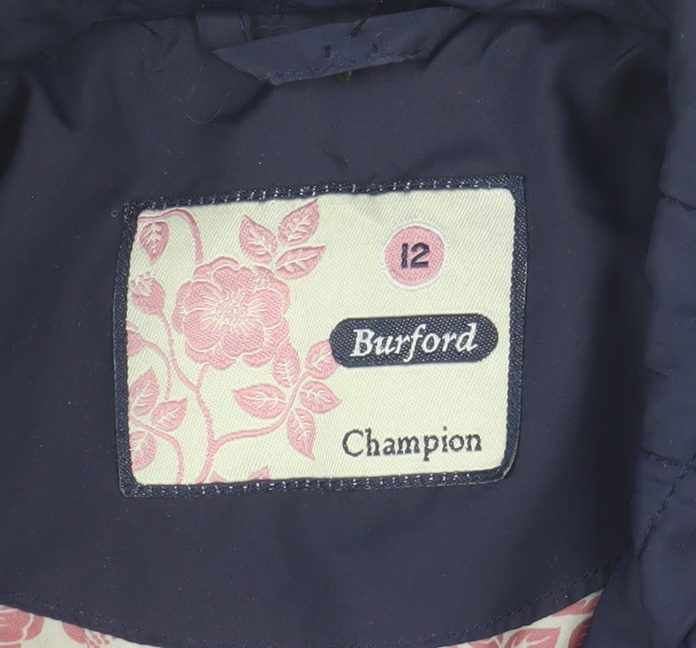 Champion Women's Blue Quilted Mid-Length Jacket Size 12