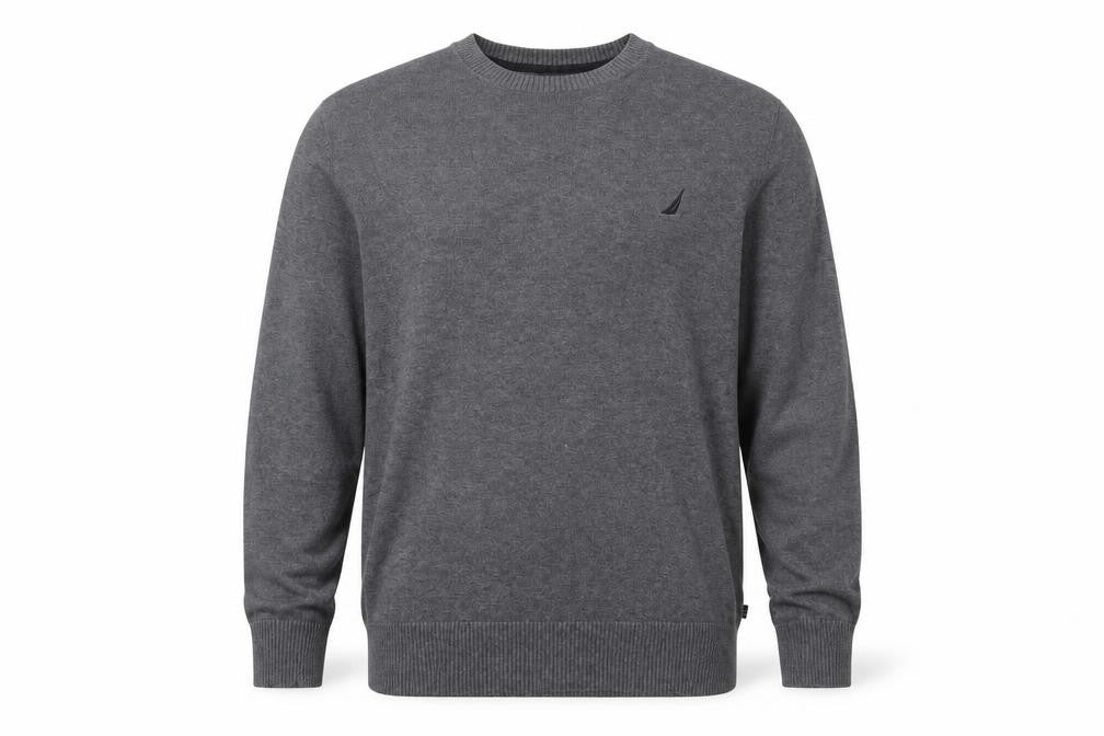 Front view of Nautica Men's Grey Cotton Crew Neck jumper L