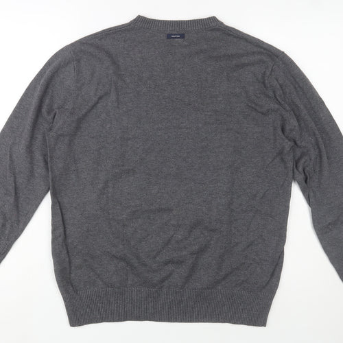 Nautica Men's Grey Cotton Crew Neck Pullover Jumper L
