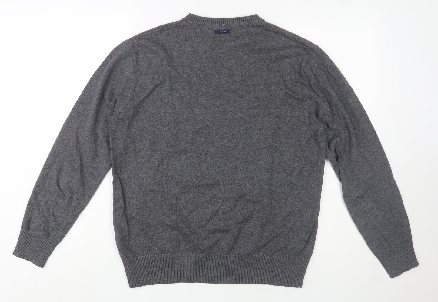 Nautica Men's Grey Cotton Crew Neck Pullover Jumper L
