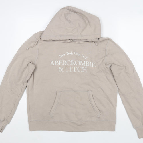 Abercrombie & Fitch Men's Beige Hoodie Large Pullover Soft Fleece