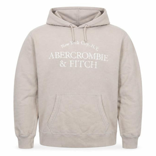 Abercrombie & Fitch Men's Beige Hoodie Large Pullover Soft Fleece